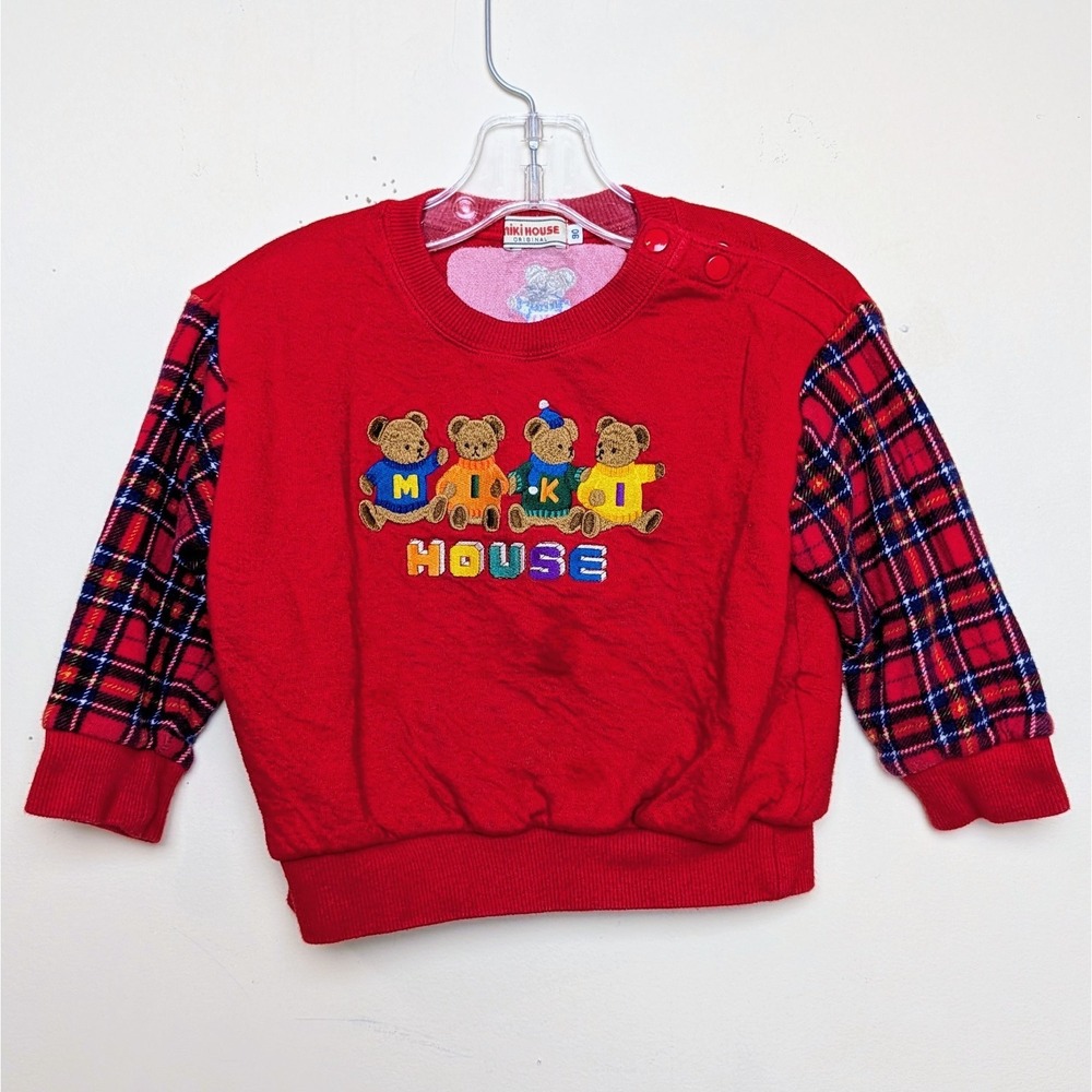 Miki House Teddy Bear‎ Logo Spell Out Embroidered Toddler Sweatshirt 90 2-3T